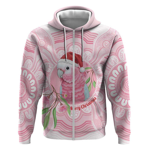 Funny Pink Galah Australia Christmas Hoodie Eucalyptus Blossoms Aboriginal Art - Aussie Hoodie