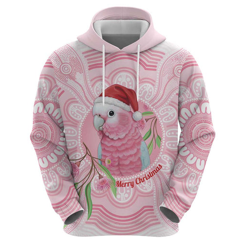 Funny Pink Galah Australia Christmas Hoodie Eucalyptus Blossoms Aboriginal Art - Aussie Hoodie