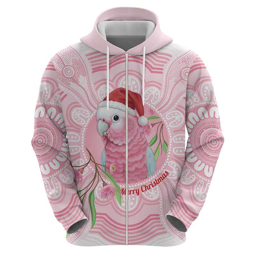 Funny Pink Galah Australia Christmas Hoodie Eucalyptus Blossoms Aboriginal Art - Aussie Hoodie