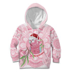 Funny Pink Galah Australia Christmas Kid Hoodie Eucalyptus Blossoms Aboriginal Art - Aussie Hoodie