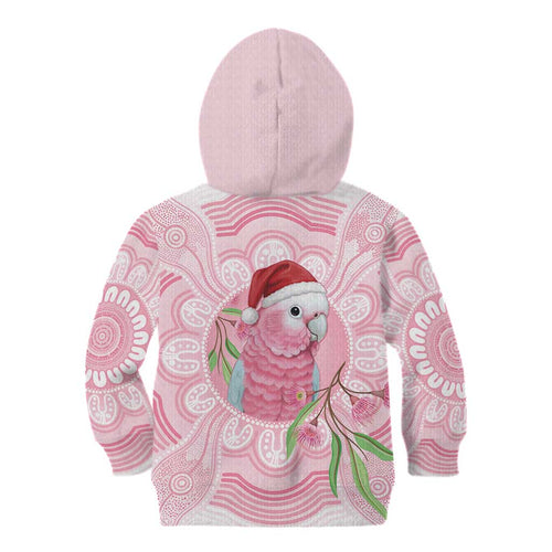 Funny Pink Galah Australia Christmas Kid Hoodie Eucalyptus Blossoms Aboriginal Art - Aussie Hoodie