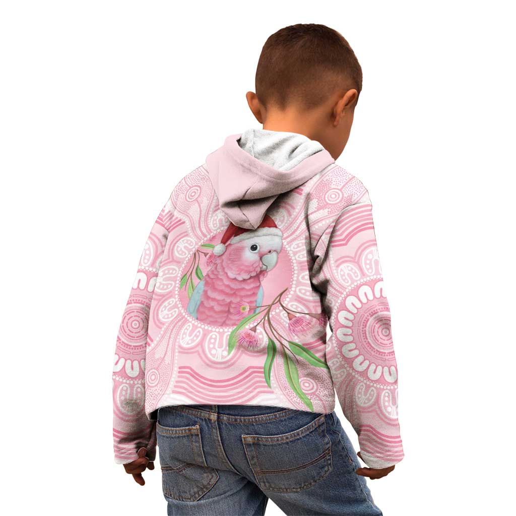 Funny Pink Galah Australia Christmas Kid Hoodie Eucalyptus Blossoms Aboriginal Art - Aussie Hoodie