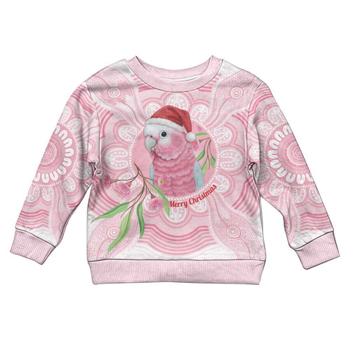 Funny Pink Galah Australia Christmas Kid Ugly Christmas Sweater Eucalyptus Blossoms Aboriginal Art - Aussie Hoodie