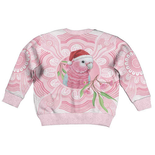 Funny Pink Galah Australia Christmas Kid Ugly Christmas Sweater Eucalyptus Blossoms Aboriginal Art - Aussie Hoodie
