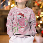 Funny Pink Galah Australia Christmas Kid Ugly Christmas Sweater Eucalyptus Blossoms Aboriginal Art - Aussie Hoodie