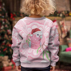 Funny Pink Galah Australia Christmas Kid Ugly Christmas Sweater Eucalyptus Blossoms Aboriginal Art - Aussie Hoodie