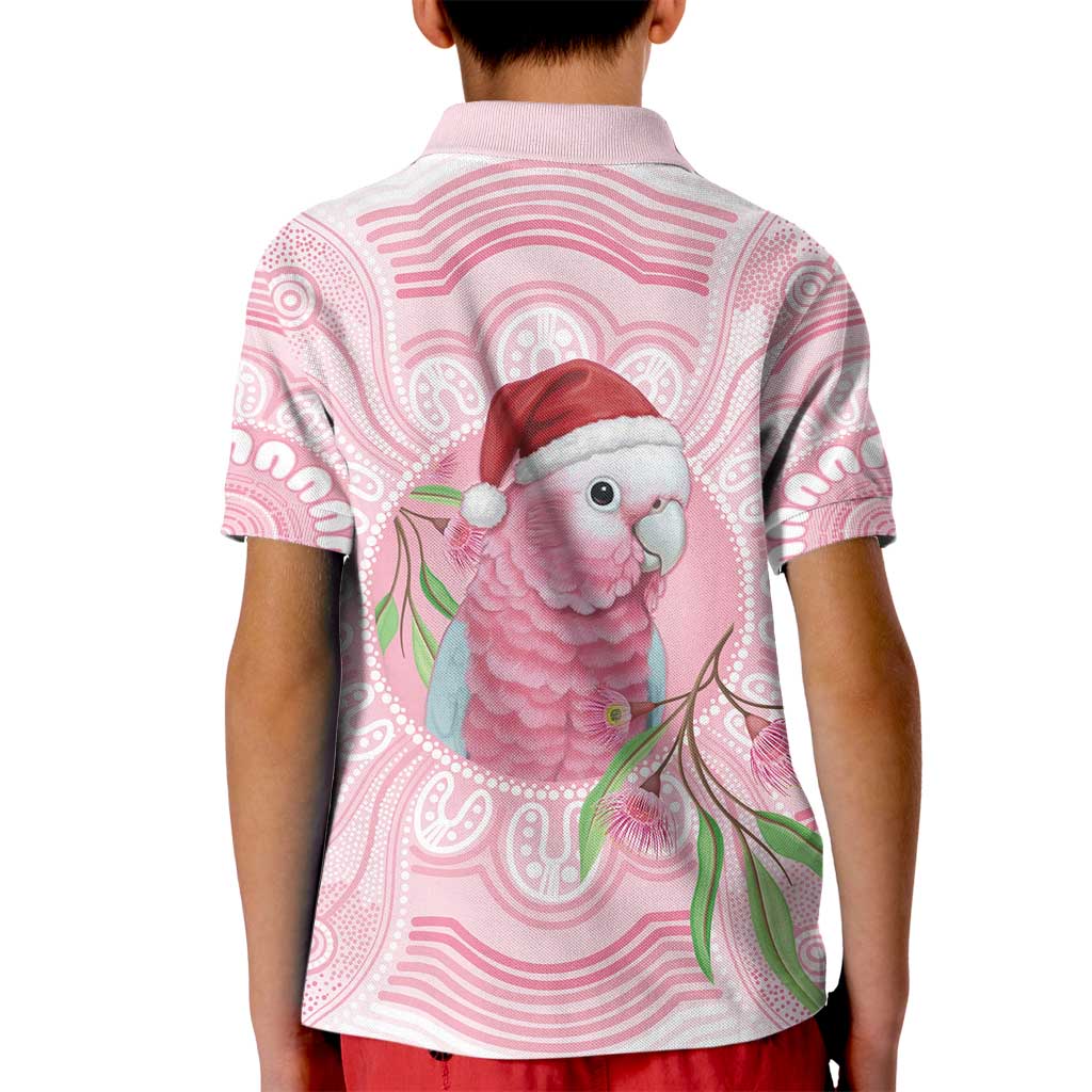 Funny Pink Galah Australia Christmas Kid Polo Shirt Eucalyptus Blossoms Aboriginal Art - Aussie Hoodie
