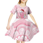 Funny Pink Galah Australia Christmas Kid Short Sleeve Dress Eucalyptus Blossoms Aboriginal Art - Aussie Hoodie