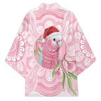 Funny Pink Galah Australia Christmas Kimono Eucalyptus Blossoms Aboriginal Art - Aussie Hoodie