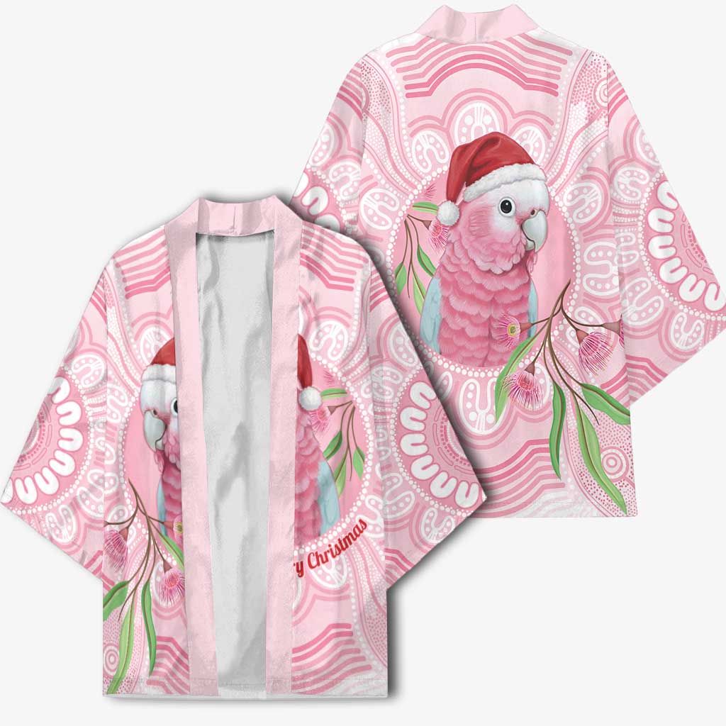 Funny Pink Galah Australia Christmas Kimono Eucalyptus Blossoms Aboriginal Art - Aussie Hoodie