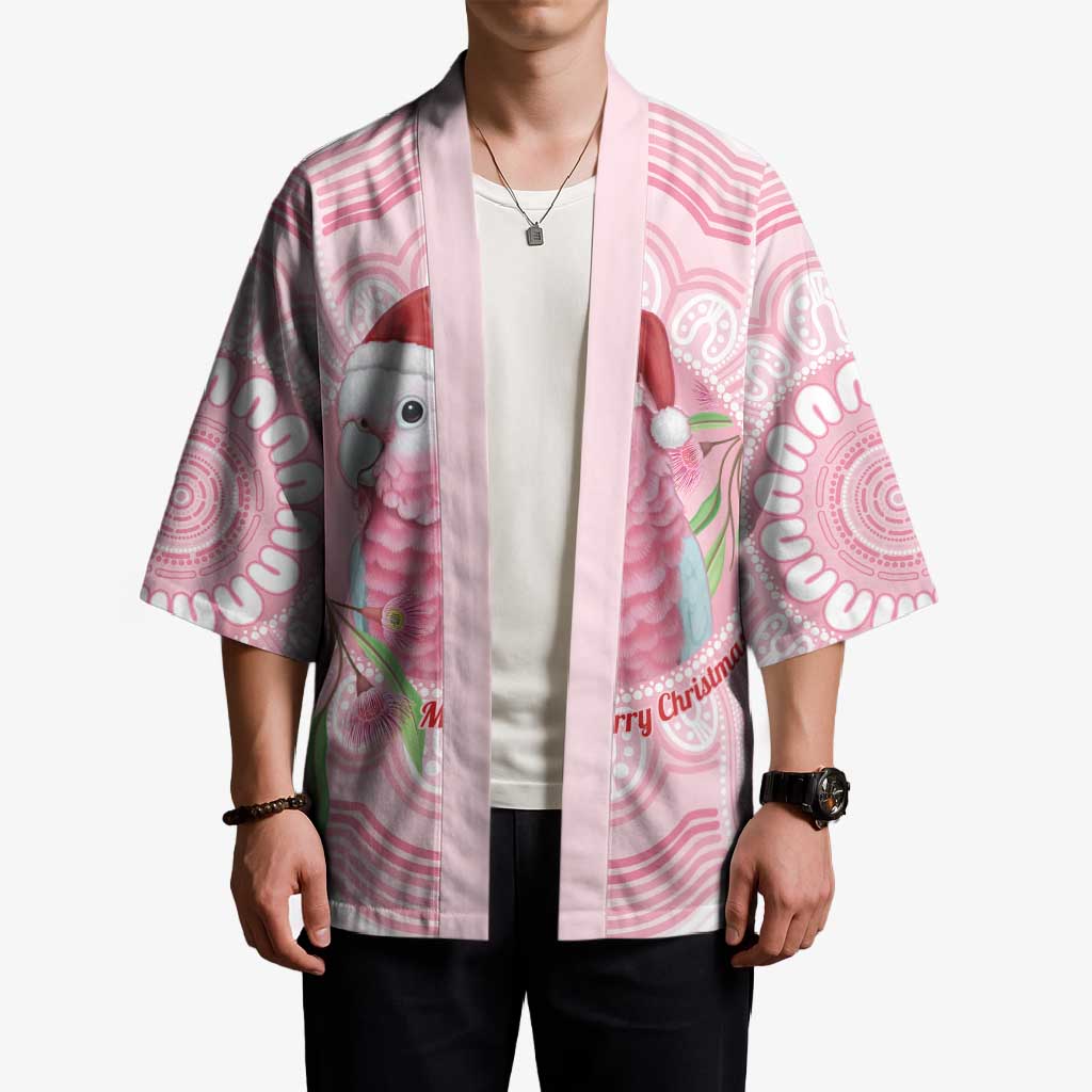 Funny Pink Galah Australia Christmas Kimono Eucalyptus Blossoms Aboriginal Art - Aussie Hoodie