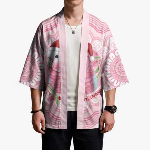 Funny Pink Galah Australia Christmas Kimono Eucalyptus Blossoms Aboriginal Art - Aussie Hoodie