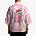 Funny Pink Galah Australia Christmas Kimono Eucalyptus Blossoms Aboriginal Art - Aussie Hoodie
