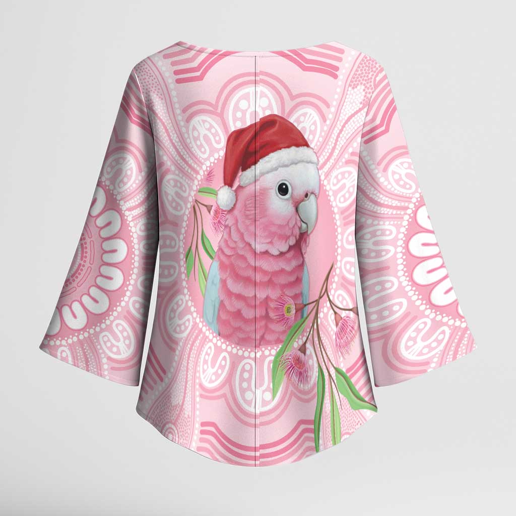 Funny Pink Galah Australia Christmas Kimono Sleeve Blouse Eucalyptus Blossoms Aboriginal Art - Aussie Hoodie