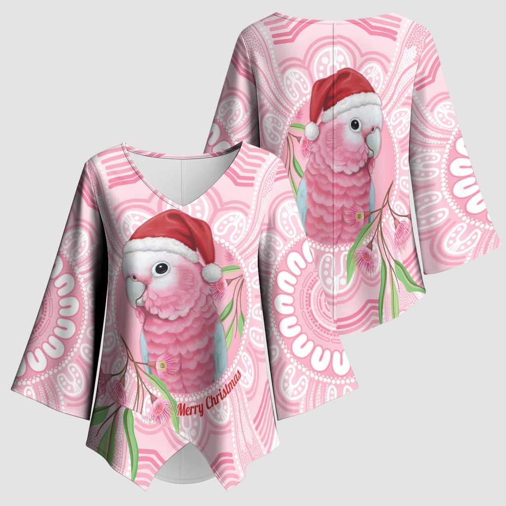 Funny Pink Galah Australia Christmas Kimono Sleeve Blouse Eucalyptus Blossoms Aboriginal Art - Aussie Hoodie