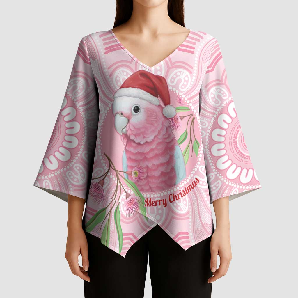 Funny Pink Galah Australia Christmas Kimono Sleeve Blouse Eucalyptus Blossoms Aboriginal Art - Aussie Hoodie