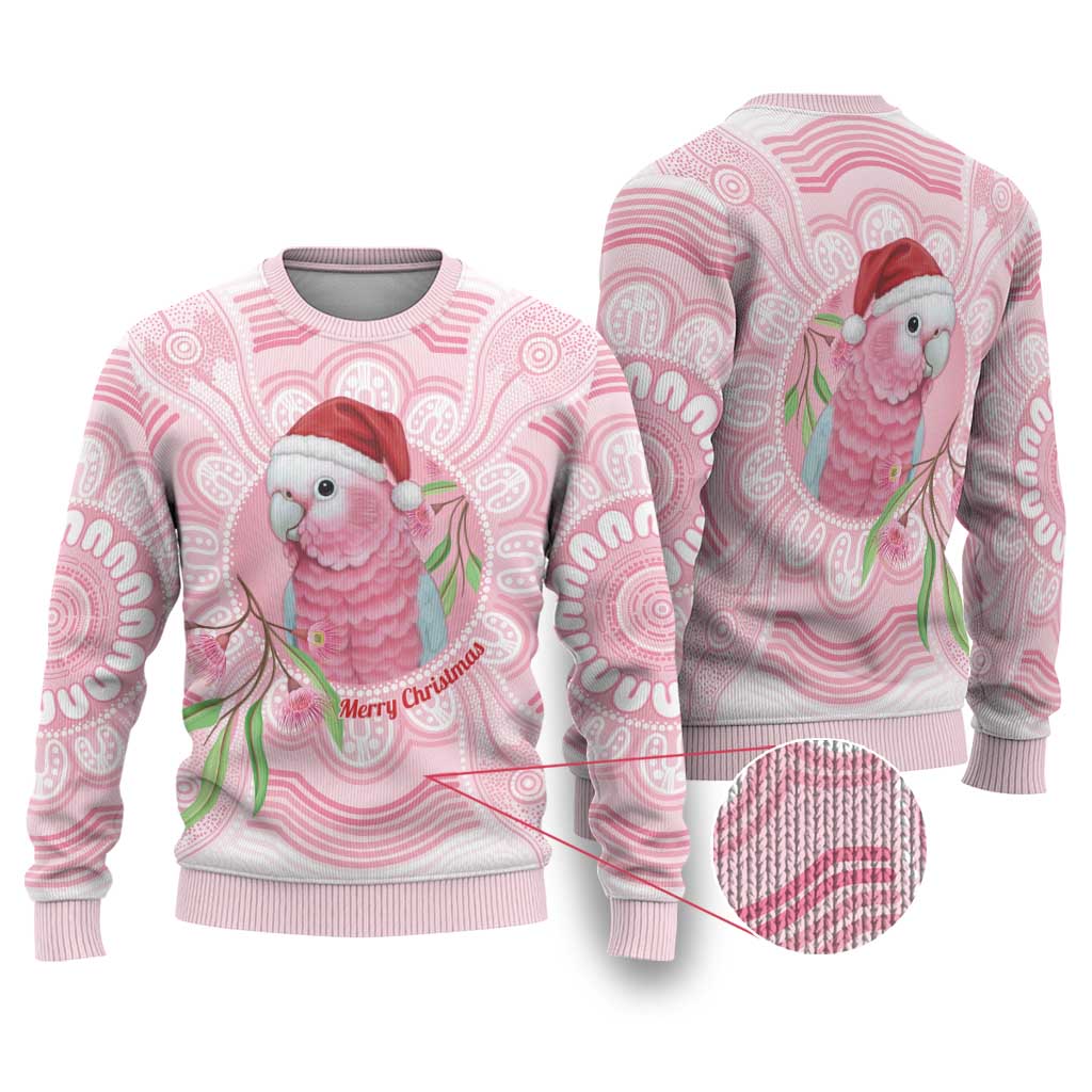 Funny Pink Galah Australia Christmas Ugly Christmas Sweater Eucalyptus Blossoms Aboriginal Art - Aussie Hoodie