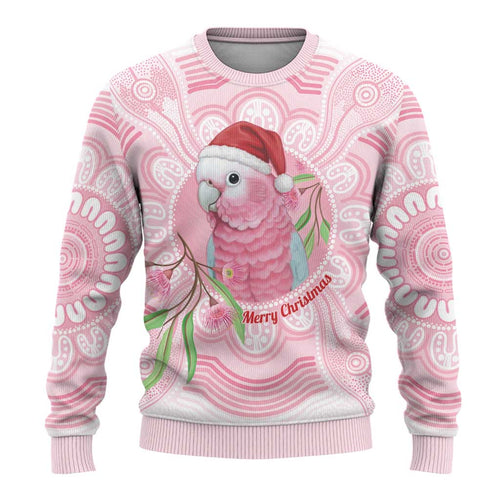 Funny Pink Galah Australia Christmas Ugly Christmas Sweater Eucalyptus Blossoms Aboriginal Art - Aussie Hoodie