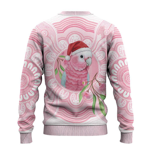 Funny Pink Galah Australia Christmas Ugly Christmas Sweater Eucalyptus Blossoms Aboriginal Art - Aussie Hoodie
