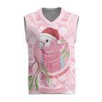 Funny Pink Galah Australia Christmas Knitted V-Neck Vest Eucalyptus Blossoms Aboriginal Art - Aussie Hoodie