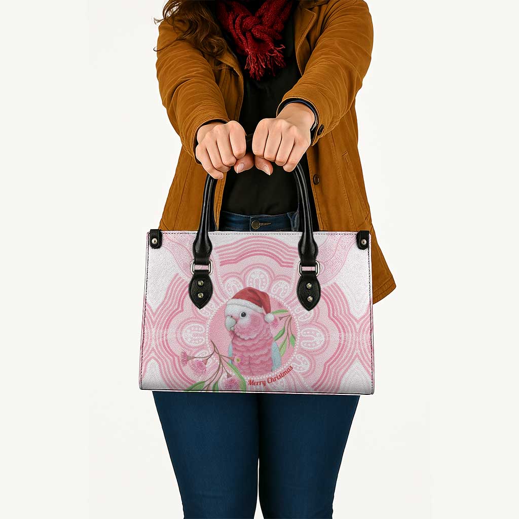 Funny Pink Galah Australia Christmas Leather Bag Eucalyptus Blossoms Aboriginal Art - Aussie Hoodie