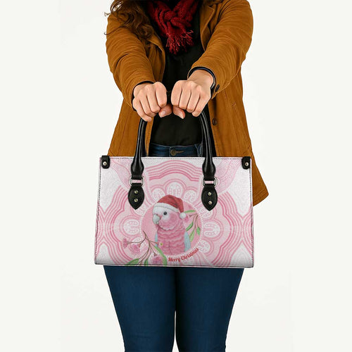 Funny Pink Galah Australia Christmas Leather Bag Eucalyptus Blossoms Aboriginal Art - Aussie Hoodie