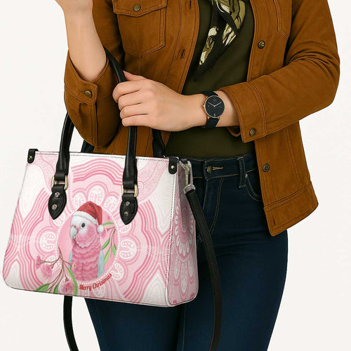 Funny Pink Galah Australia Christmas Leather Bag Eucalyptus Blossoms Aboriginal Art - Aussie Hoodie