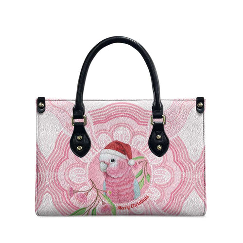 Funny Pink Galah Australia Christmas Leather Bag Eucalyptus Blossoms Aboriginal Art - Aussie Hoodie