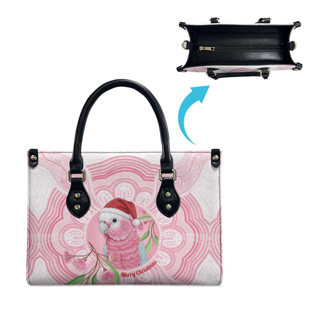 Funny Pink Galah Australia Christmas Leather Bag Eucalyptus Blossoms Aboriginal Art - Aussie Hoodie
