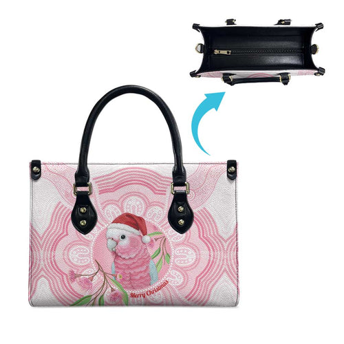 Funny Pink Galah Australia Christmas Leather Bag Eucalyptus Blossoms Aboriginal Art - Aussie Hoodie