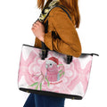Funny Pink Galah Australia Christmas Leather Tote Bag Eucalyptus Blossoms Aboriginal Art - Aussie Hoodie