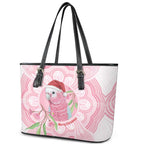 Funny Pink Galah Australia Christmas Leather Tote Bag Eucalyptus Blossoms Aboriginal Art - Aussie Hoodie