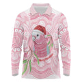 Funny Pink Galah Australia Christmas Long Sleeve Polo Shirt Eucalyptus Blossoms Aboriginal Art - Aussie Hoodie