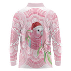 Funny Pink Galah Australia Christmas Long Sleeve Polo Shirt Eucalyptus Blossoms Aboriginal Art - Aussie Hoodie
