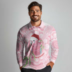 Funny Pink Galah Australia Christmas Long Sleeve Polo Shirt Eucalyptus Blossoms Aboriginal Art - Aussie Hoodie