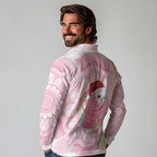 Funny Pink Galah Australia Christmas Long Sleeve Polo Shirt Eucalyptus Blossoms Aboriginal Art - Aussie Hoodie