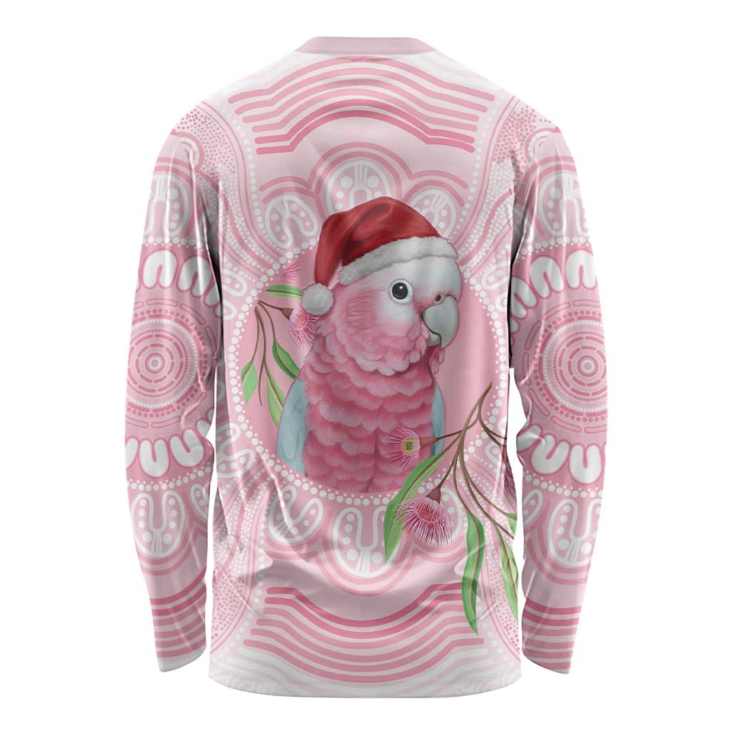 Funny Pink Galah Australia Christmas Long Sleeve Shirt Eucalyptus Blossoms Aboriginal Art - Aussie Hoodie