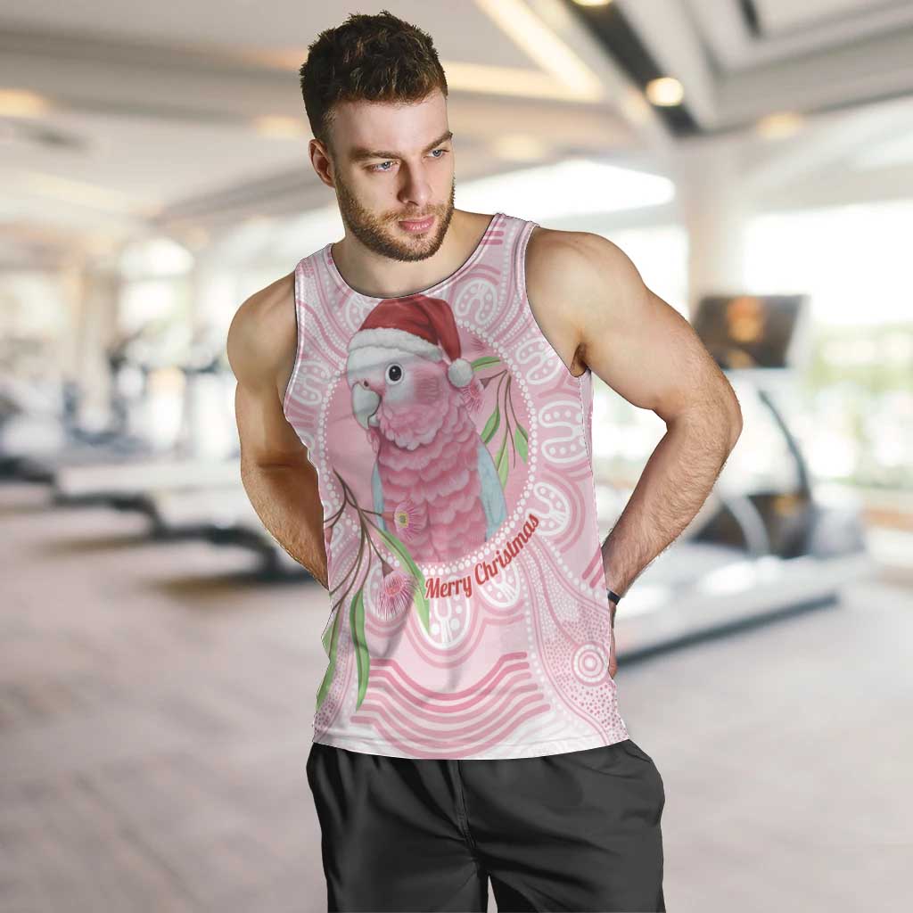 Funny Pink Galah Australia Christmas Men Tank Top Eucalyptus Blossoms Aboriginal Art - Aussie Hoodie