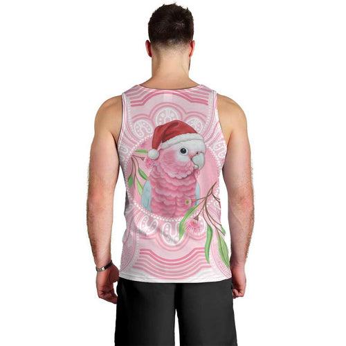 Funny Pink Galah Australia Christmas Men Tank Top Eucalyptus Blossoms Aboriginal Art - Aussie Hoodie