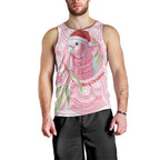 Funny Pink Galah Australia Christmas Men Tank Top Eucalyptus Blossoms Aboriginal Art - Aussie Hoodie