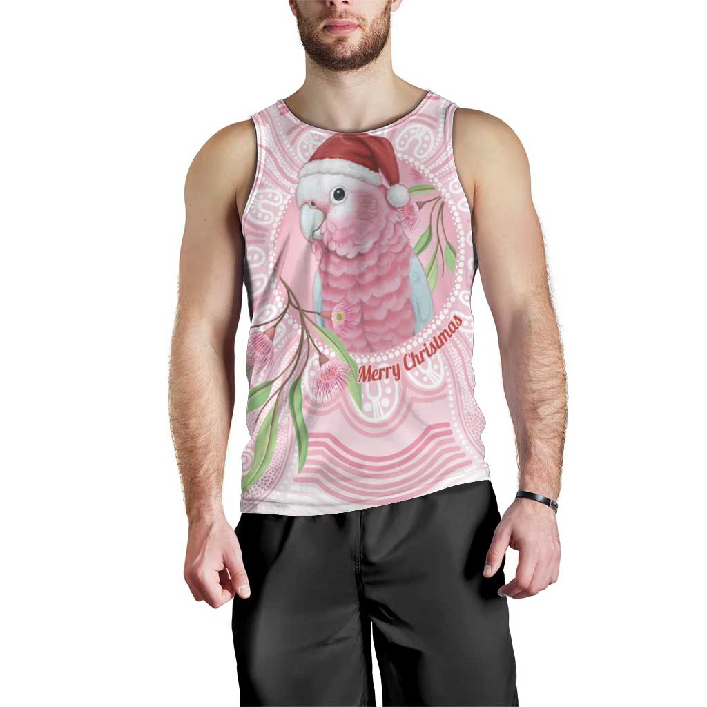 Funny Pink Galah Australia Christmas Men Tank Top Eucalyptus Blossoms Aboriginal Art - Aussie Hoodie