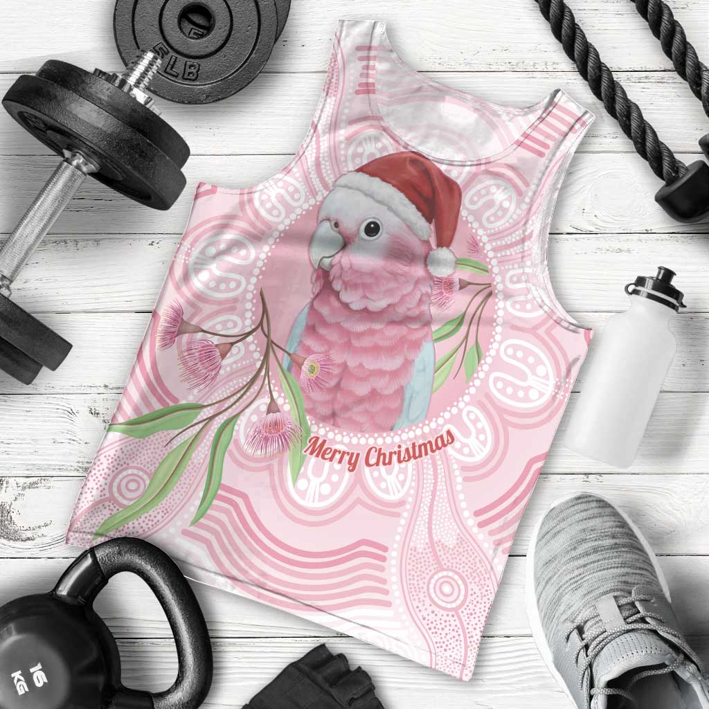 Funny Pink Galah Australia Christmas Men Tank Top Eucalyptus Blossoms Aboriginal Art - Aussie Hoodie