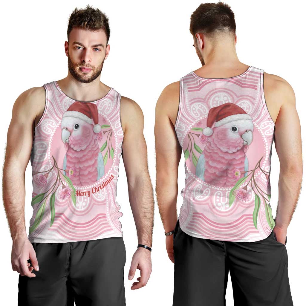 Funny Pink Galah Australia Christmas Men Tank Top Eucalyptus Blossoms Aboriginal Art - Aussie Hoodie
