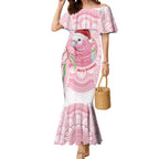 Funny Pink Galah Australia Christmas Mermaid Dress Eucalyptus Blossoms Aboriginal Art - Aussie Hoodie