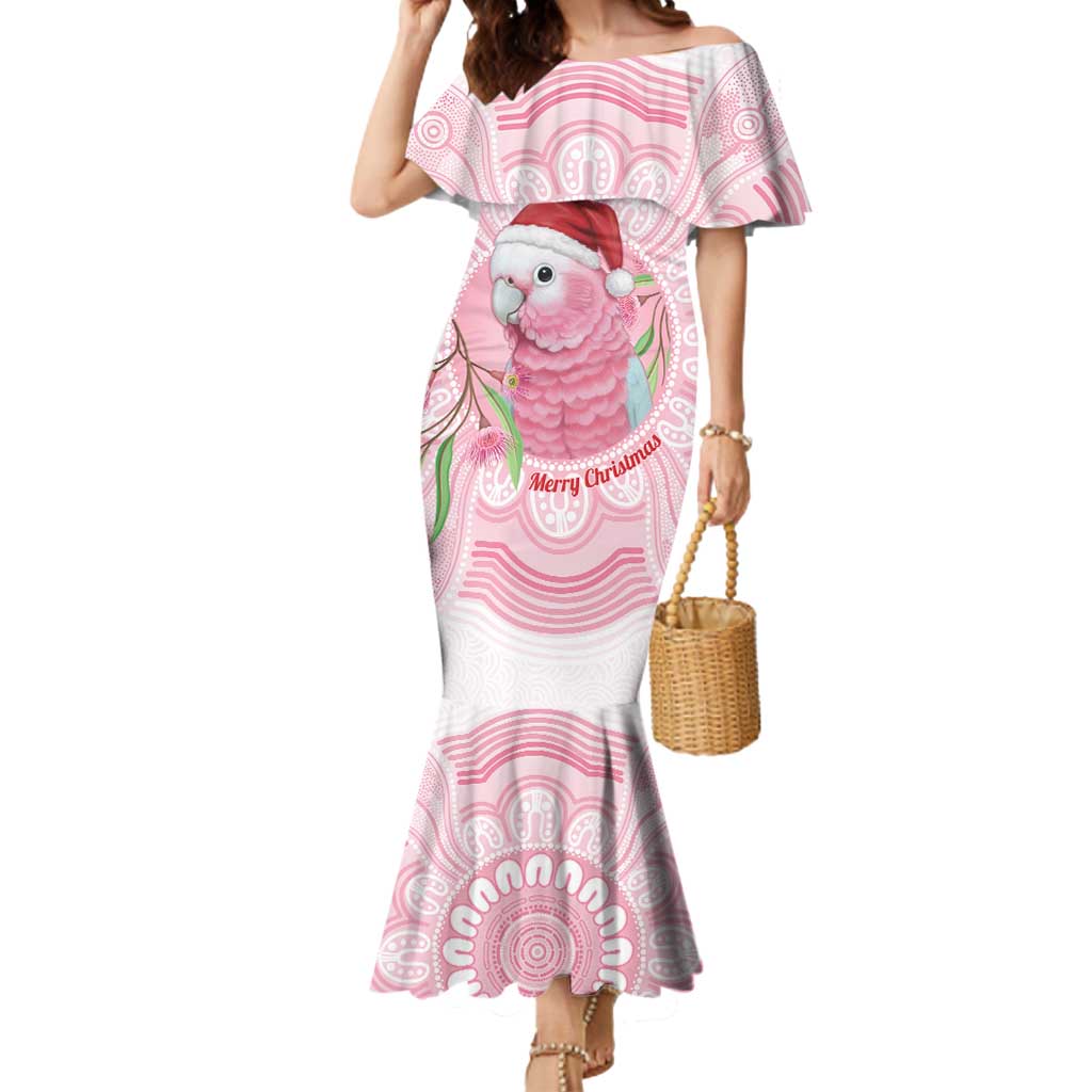 Funny Pink Galah Australia Christmas Mermaid Dress Eucalyptus Blossoms Aboriginal Art - Aussie Hoodie