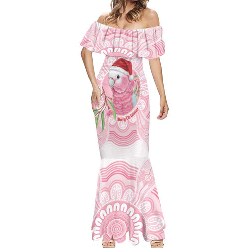 Funny Pink Galah Australia Christmas Mermaid Dress Eucalyptus Blossoms Aboriginal Art - Aussie Hoodie