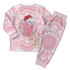 Funny Pink Galah Australia Christmas Pajama Set Eucalyptus Blossoms Aboriginal Art - Aussie Hoodie
