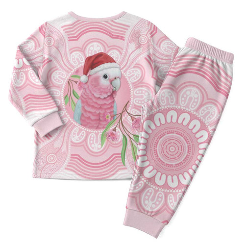 Funny Pink Galah Australia Christmas Pajama Set Eucalyptus Blossoms Aboriginal Art - Aussie Hoodie