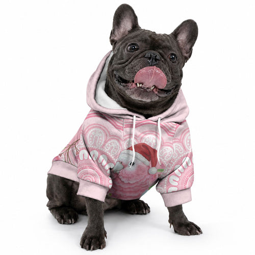 Funny Pink Galah Australia Christmas Pet Hoodie Eucalyptus Blossoms Aboriginal Art