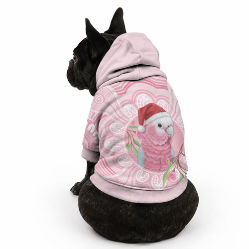 Funny Pink Galah Australia Christmas Pet Hoodie Eucalyptus Blossoms Aboriginal Art